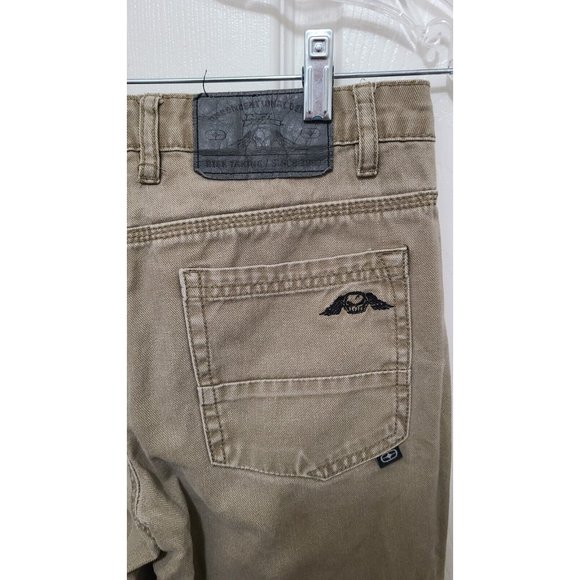 NO FEAR Y2K Boys Skate Denim Jeans Pants Khaki Beige 100% Cotton Youth Size 14 - Picture 6 of 12